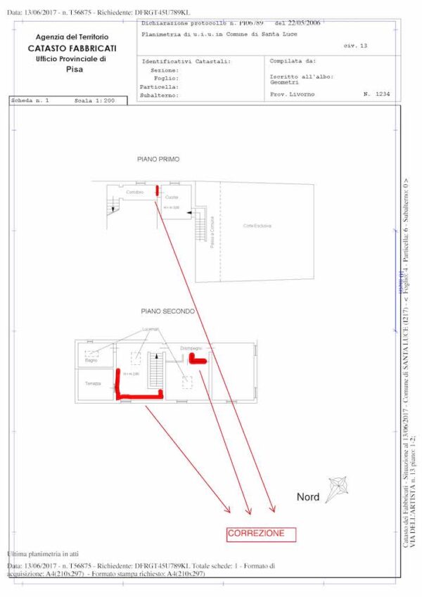 correzione planimetria catastale